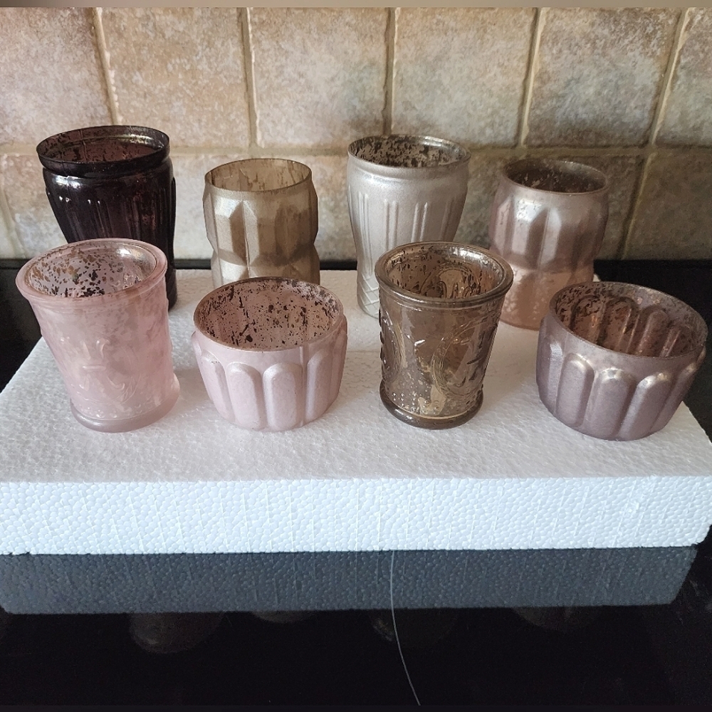 Vintage Style Glass Candle Holders Collection Set #2495